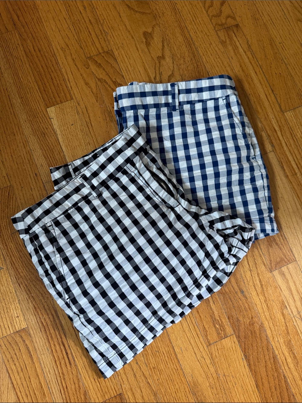 LOFT Gingham Bermuda Shorts in Black & Blue